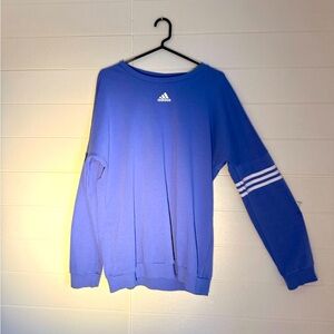 ADDIDAS oversized sweatshirt with striped sleeve and back logo detail.